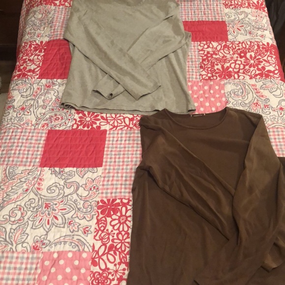Grey and Brown long sleeve solid tee - Picture 3 of 3